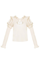 Hair Ball Tie Long Puff Sleeves Sweet Lolita Blouse 4 Colors